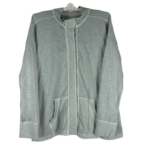 Sonoma Goods for Life Women's Snap-Front French Terry Jacket Size XXL Light Blue - Picture 2 of 8